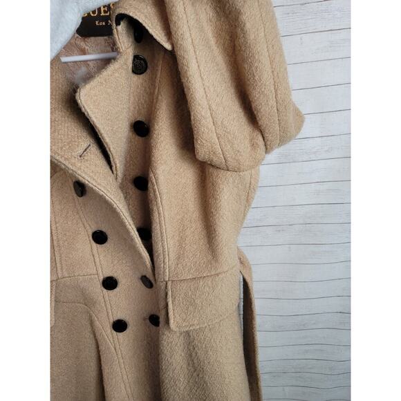 GUESS WOOL BLEND DOUBLE BREASTED CAMEL TAN PEA COAT, SZ SMALL - Picture 8 of 14